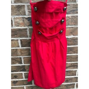 Wet Seal Red Strapless Smocked Back Dress with Bow Detail Size S‎